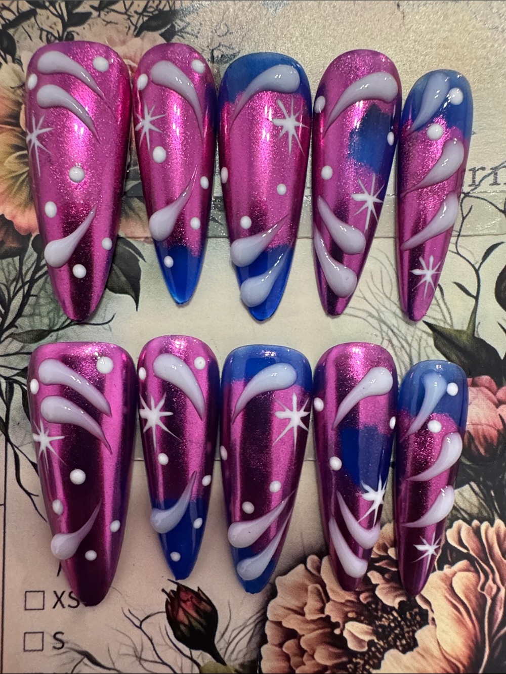 Hand-Painted Metallic Press-On Nails
